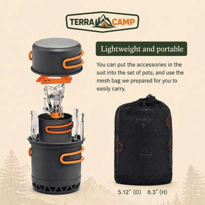Terra Camp® Portable 1.3L Cooking Set