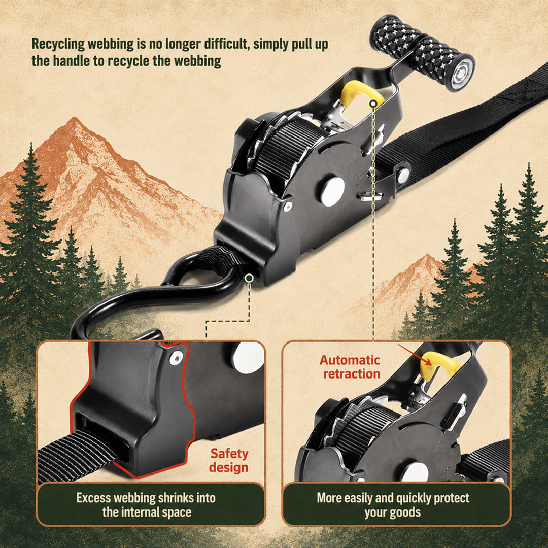 Terra Camp® Auto-Retractable Cargo Straps