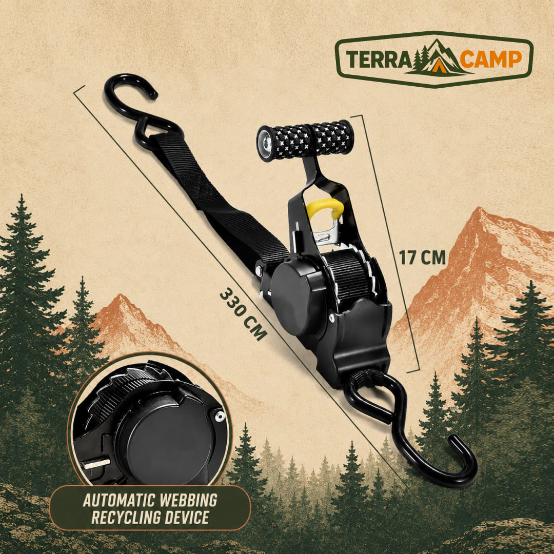 Terra Camp® Auto-Retractable Cargo Straps